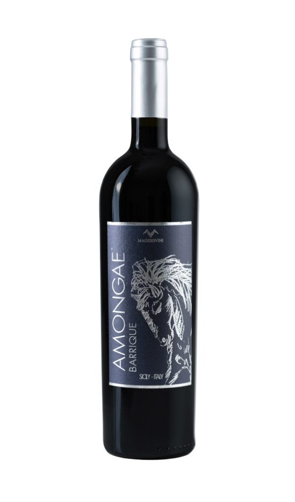 Amongae Sicilia Rosso Riserva D.O.C. biologische rode wijn inhoud fles 750ml.