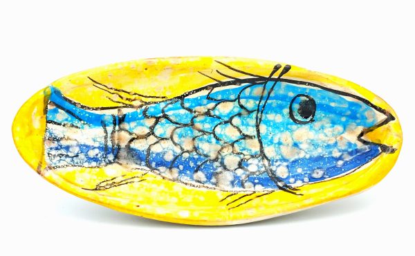 vis-schaaltje van keramiek, geel