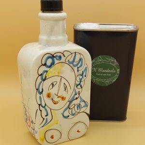 keramiek olijfolie kruik+ blik 0,5 ltr. olijfolie