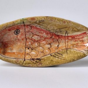 Handgemaakt aardewerk Siciliaans schaaltje met vis