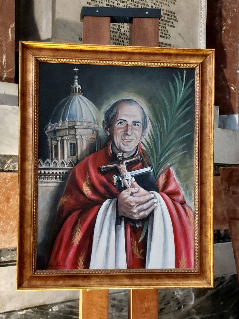 DON-PUGLISI-GESCHILDERD-PORTRET-DON-PUGLISI IN KATHEDRAAL VAN PALERMO