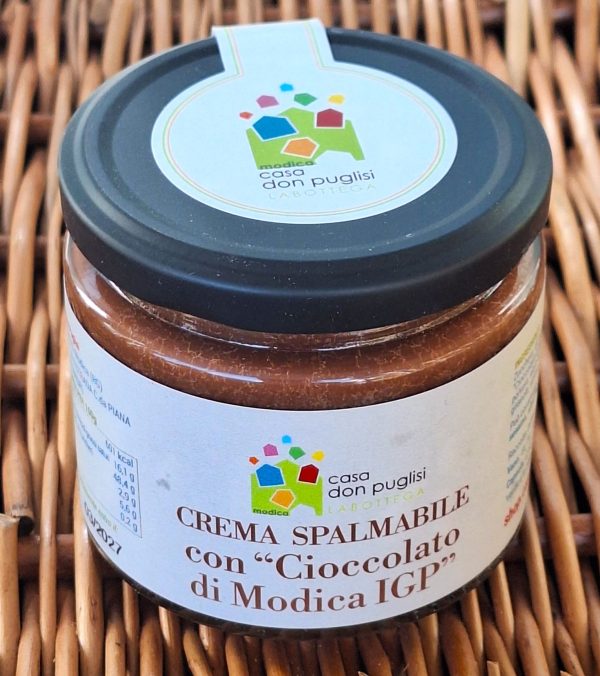 Casa-Don-Puglisicrema-spalmabile-con-cioccolato-di-Modica-IGP-190-gram Siciliaanse amandelcrème