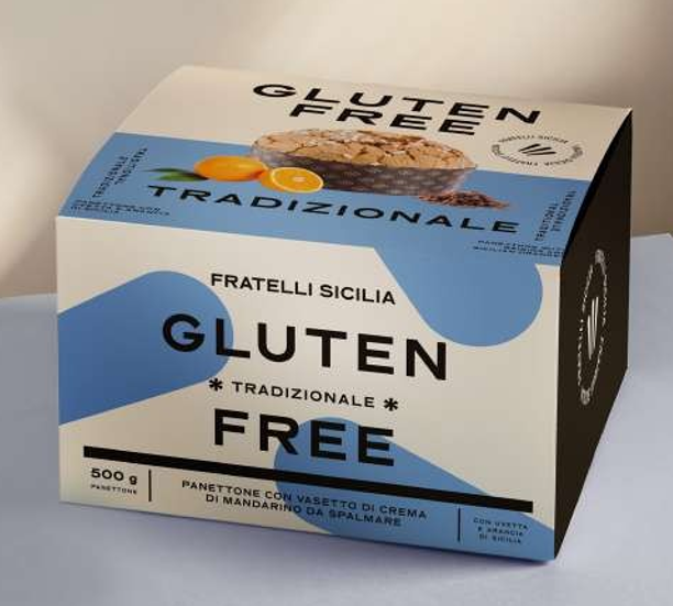 GLUTEN FREE Panettone tradizionale con vasetto di crema di mandarino, GLUTENVRIJE Panettone traditioneel met potje mandarijncremé