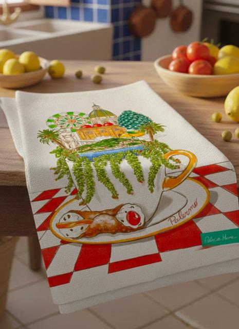Theedoek Palermo op tafel